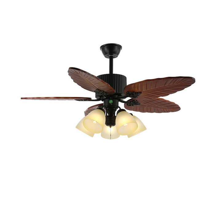 Banana Wood Leaves Ceiling Fan Light - Simprolos