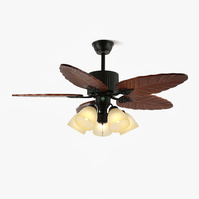 Banana Wood Leaves Ceiling Fan Light - Simprolos