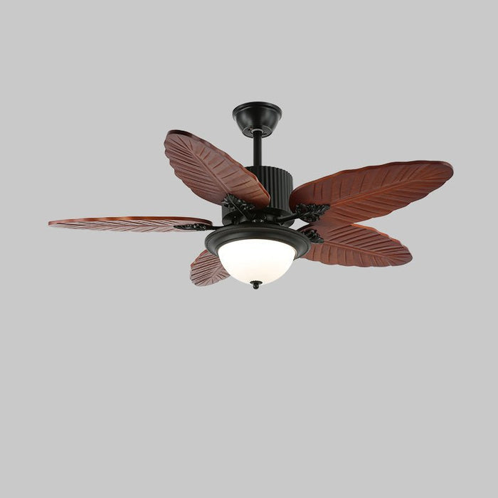 Banana Wood Leaves Ceiling Fan Light - Simprolos