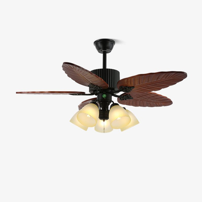 Banana Wood Leaves Ceiling Fan Light - Simprolos
