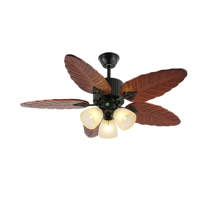 Banana Wood Leaves Ceiling Fan Light - Simprolos
