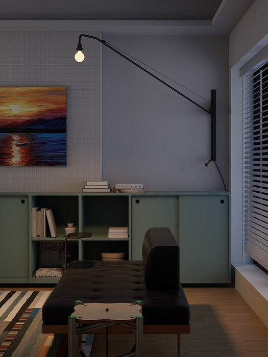 Black Long Arm Wall Lamp - Simprolos
