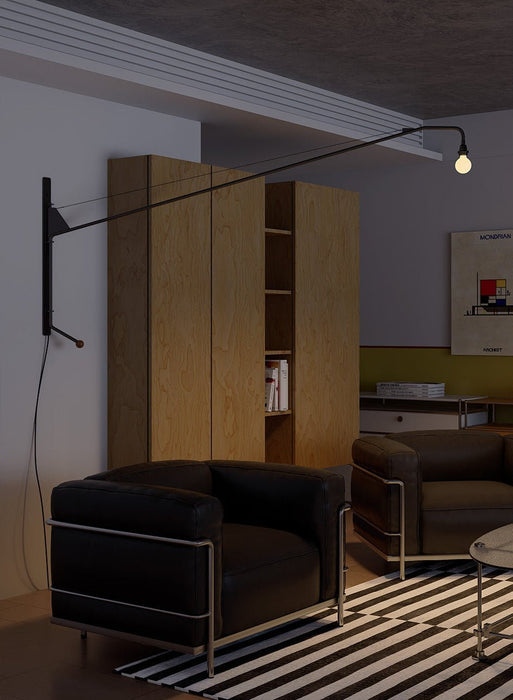 Black Long Arm Wall Lamp - Simprolos