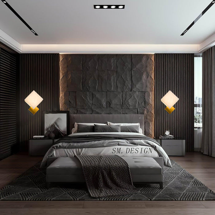Block Alabaster Wall Sconce - Simprolos