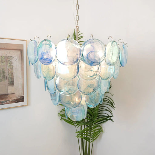 Blue Murano Disc Chandelier - Simprolos