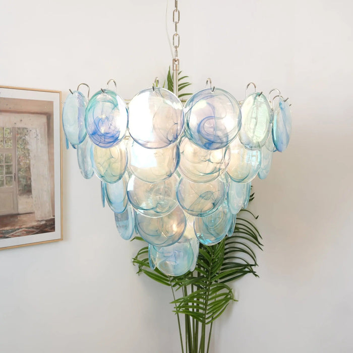 Blue Murano Disc Chandelier - Simprolos