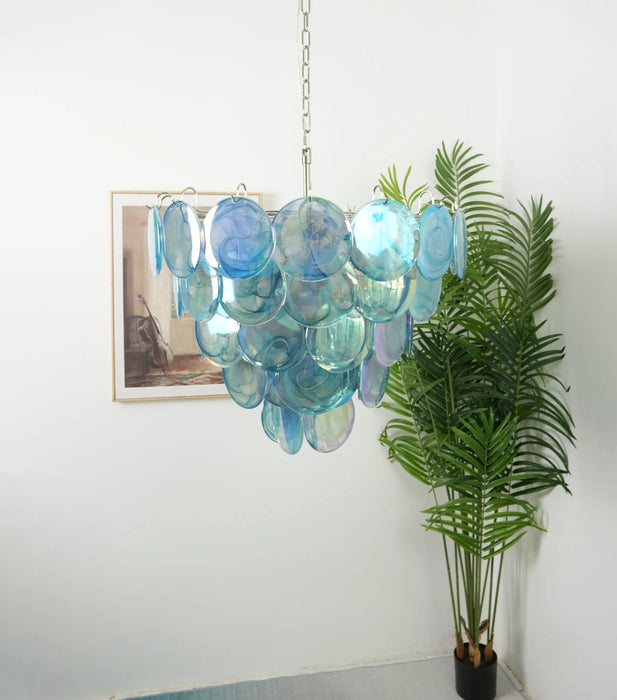 Blue Murano Disc Chandelier - Simprolos