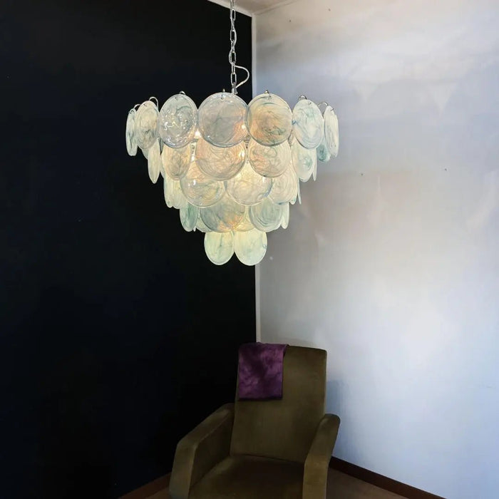 Blue Murano Disc Chandelier - Simprolos