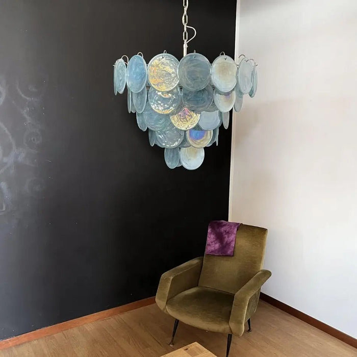 Blue Murano Disc Chandelier - Simprolos