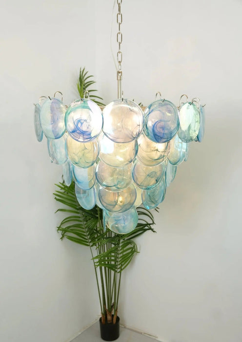 Blue Murano Disc Chandelier - Simprolos