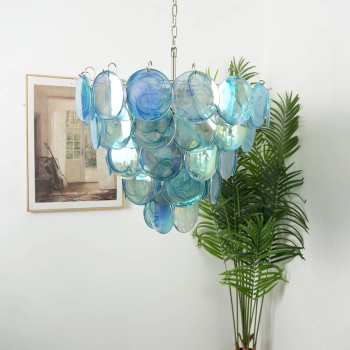 Blue Murano Disc Chandelier - Simprolos