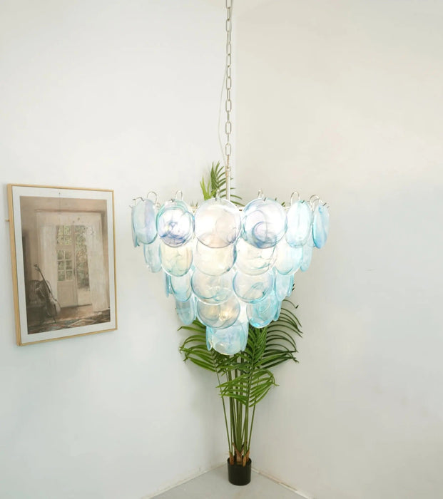 Blue Murano Disc Chandelier - Simprolos