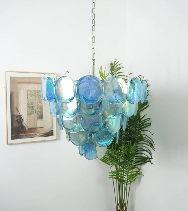 Blue Murano Disc Chandelier - Simprolos