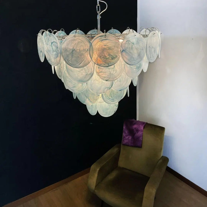 Blue Murano Disc Chandelier - Simprolos