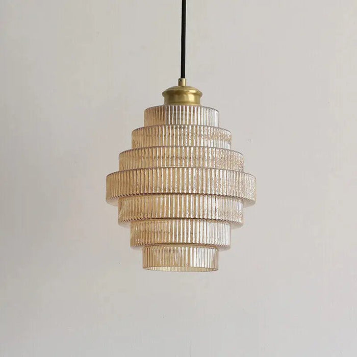 Bottle Shaped Brass Glass Pendant Light - Simprolos
