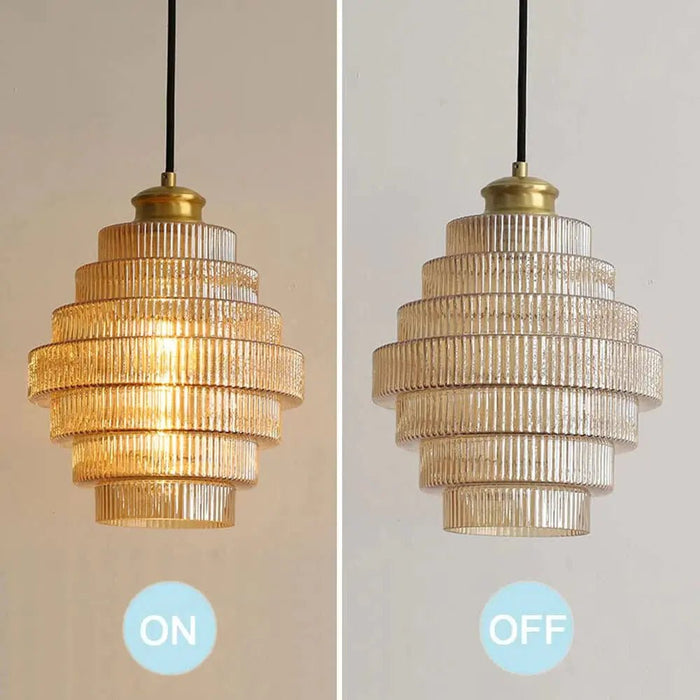 Bottle Shaped Brass Glass Pendant Light - Simprolos