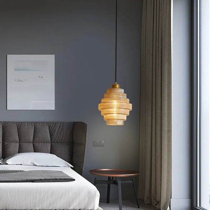 Bottle Shaped Brass Glass Pendant Light - Simprolos