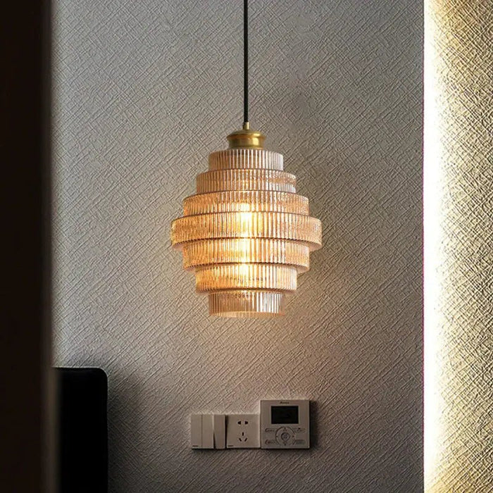 Bottle Shaped Brass Glass Pendant Light - Simprolos