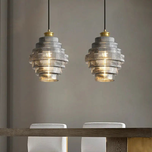 Bottle Shaped Brass Glass Pendant Light - Simprolos