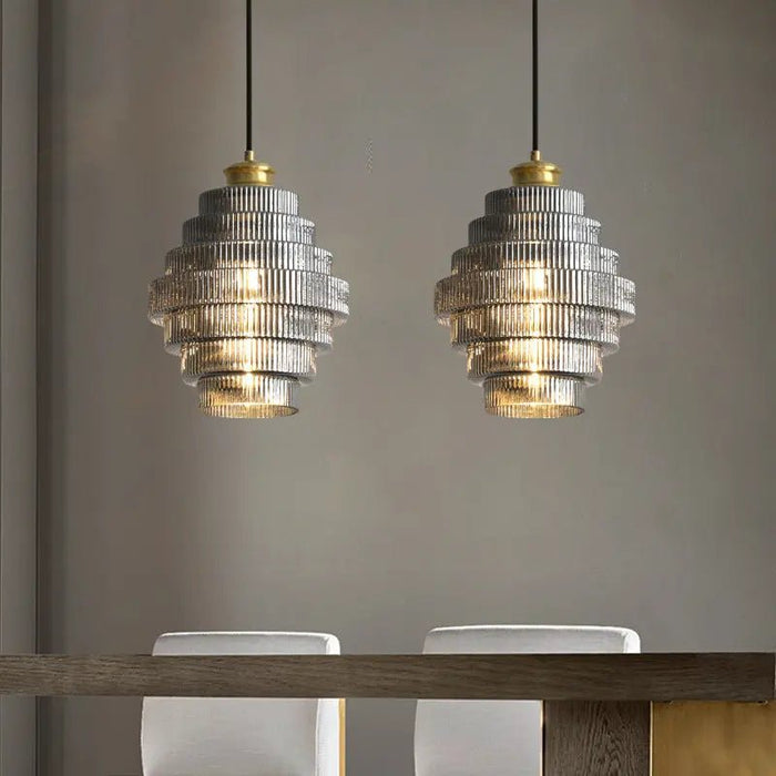 Bottle Shaped Brass Glass Pendant Light - Simprolos
