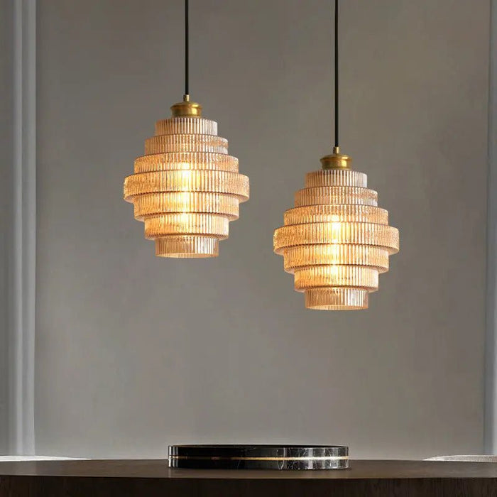 Bottle Shaped Brass Glass Pendant Light - Simprolos
