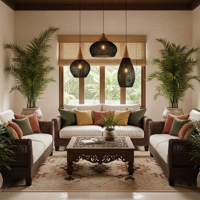 Braided Rattan Pendant Lamp - Simprolos