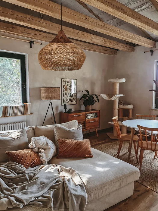 Braided Rattan Pendant Lamp - Simprolos