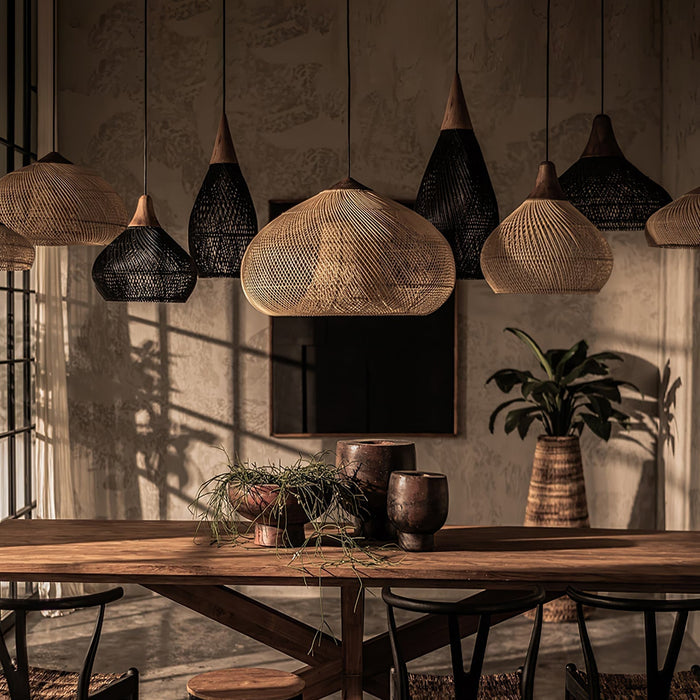 Braided Rattan Pendant Lamp - Simprolos