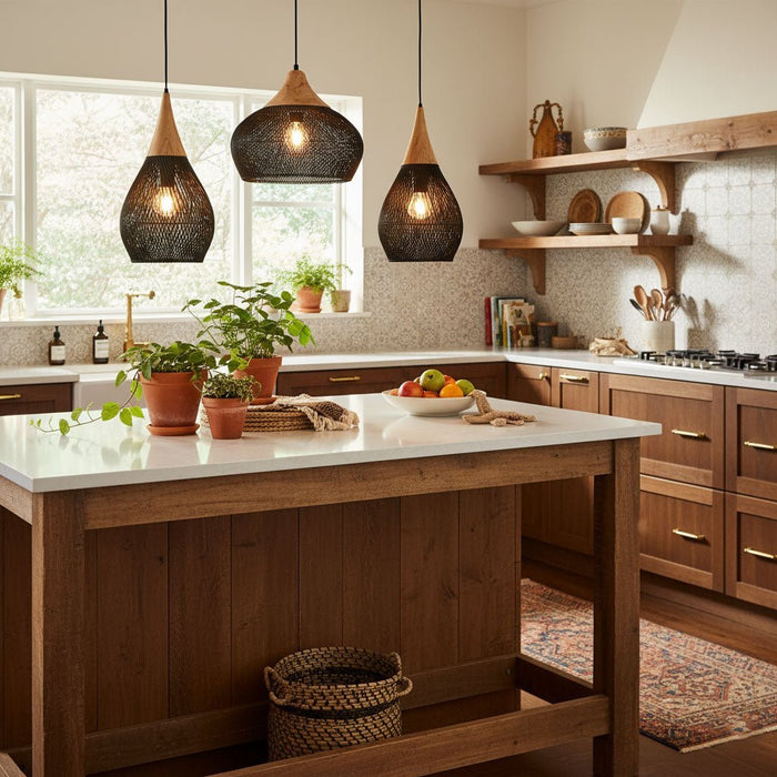 Braided Rattan Pendant Lamp - Simprolos