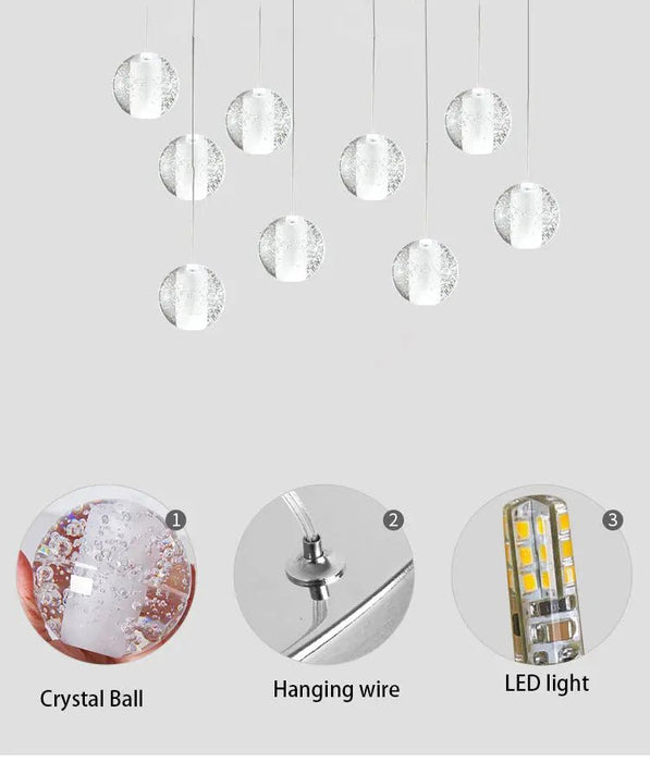 Bubble Crystal Ball Staircase Chandelier - Simprolos