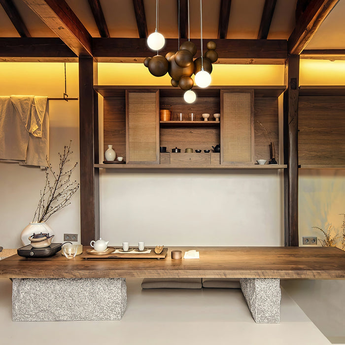 Bubble Wood Balls Chandelier - Simprolos