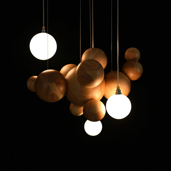 Bubble Wood Balls Chandelier - Simprolos