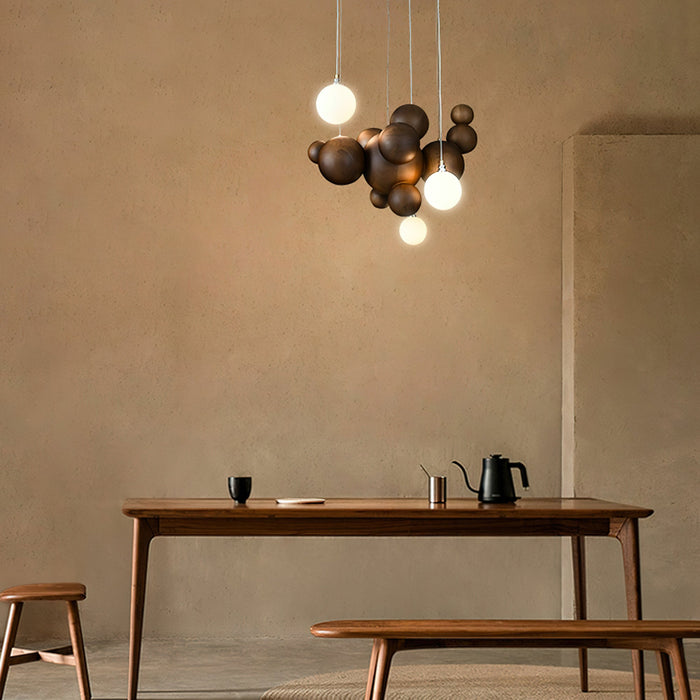 Bubble Wood Balls Chandelier - Simprolos