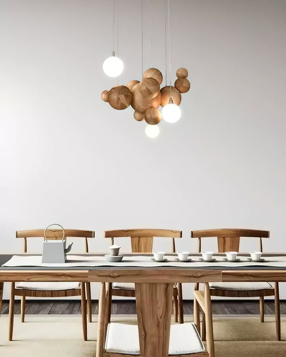 Bubble Wood Balls Chandelier - Simprolos
