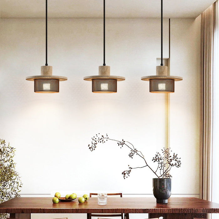 Caldera Travertine Mesh Pendant Lamp - Simprolos