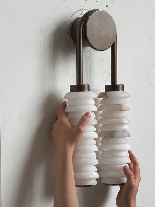 Calla Ribbed Alabaster Sconce - Simprolos