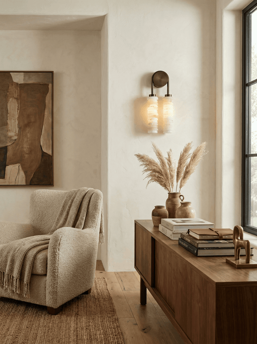 Calla Ribbed Alabaster Sconce - Simprolos