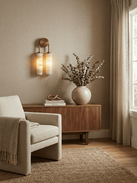 Calla Ribbed Alabaster Sconce - Simprolos