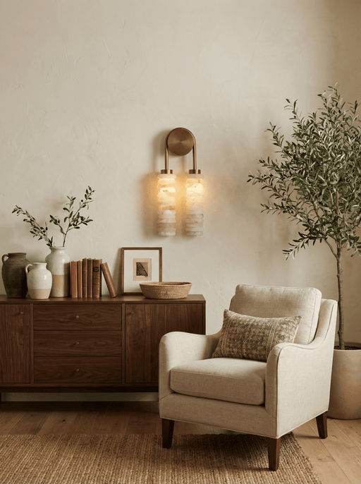Calla Ribbed Alabaster Sconce - Simprolos