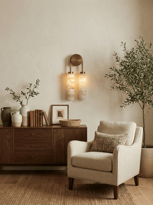 Calla Ribbed Alabaster Sconce - Simprolos