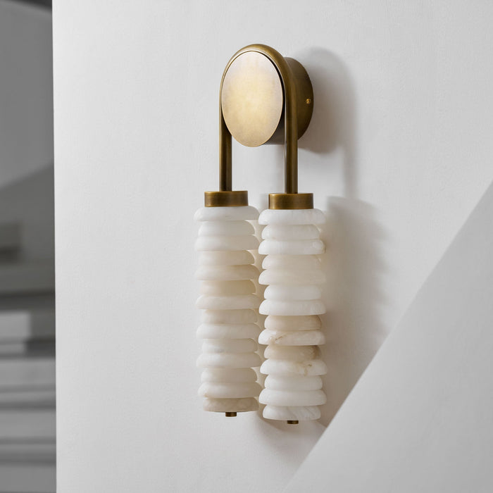 Calla Ribbed Alabaster Sconce - Simprolos