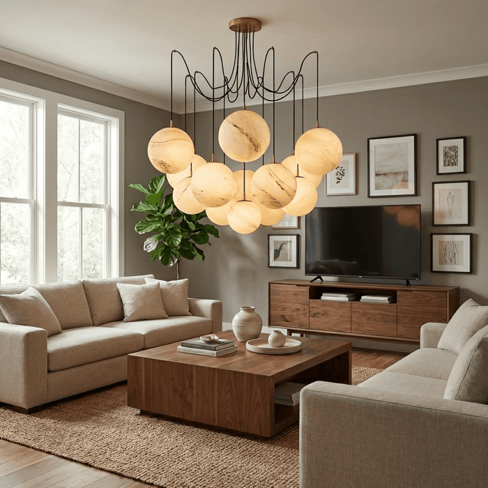 Celestara Alabaster Orb Chandelier - Simprolos