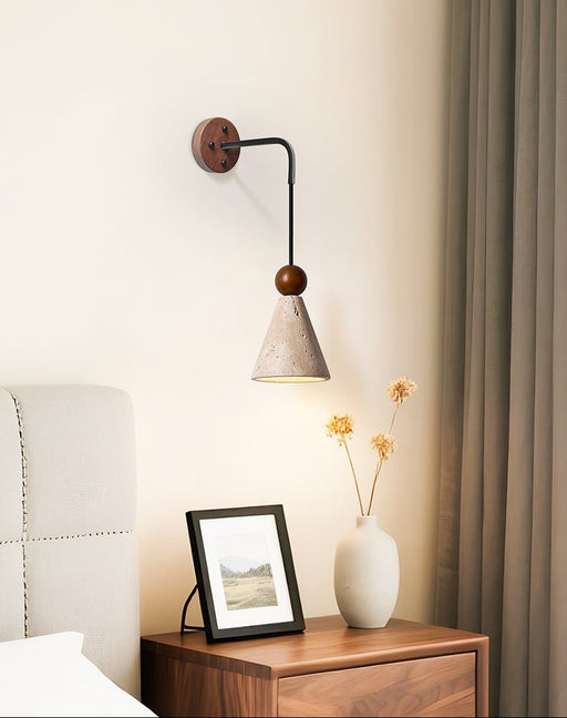 Cone Wood Bead Wall Sconce - Simprolos