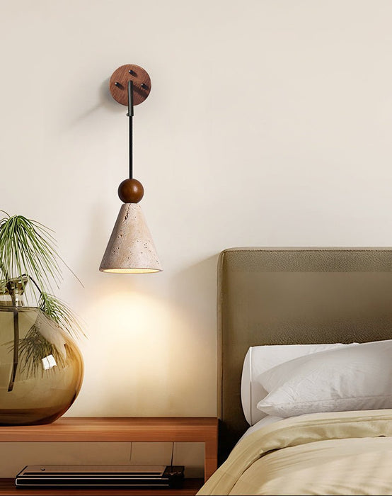 Cone Wood Bead Wall Sconce - Simprolos