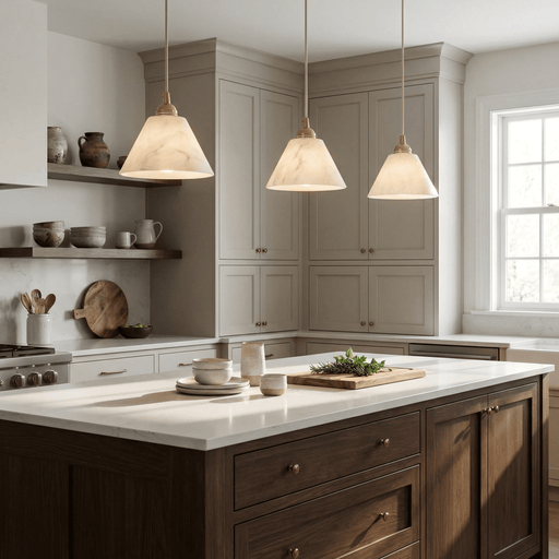 Conical Alabaster Brass Pendant Lamp - Simprolos