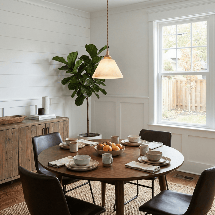 Conical Alabaster Brass Pendant Lamp - Simprolos