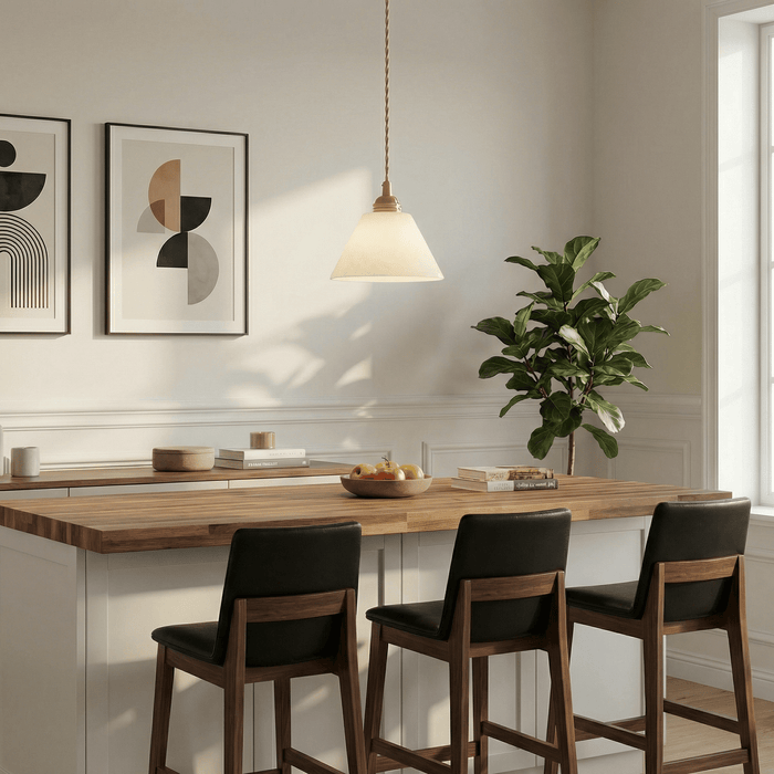 Conical Alabaster Brass Pendant Lamp - Simprolos