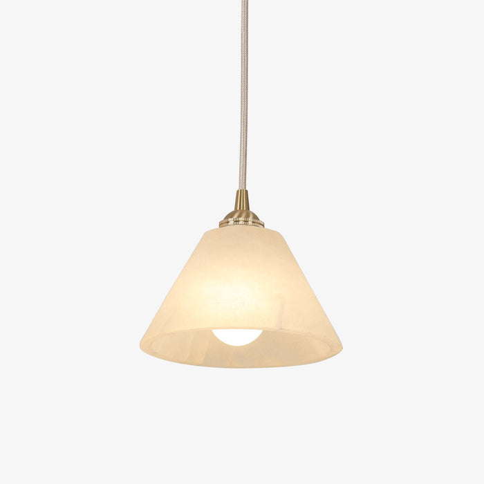 Conical Alabaster Brass Pendant Lamp - Simprolos