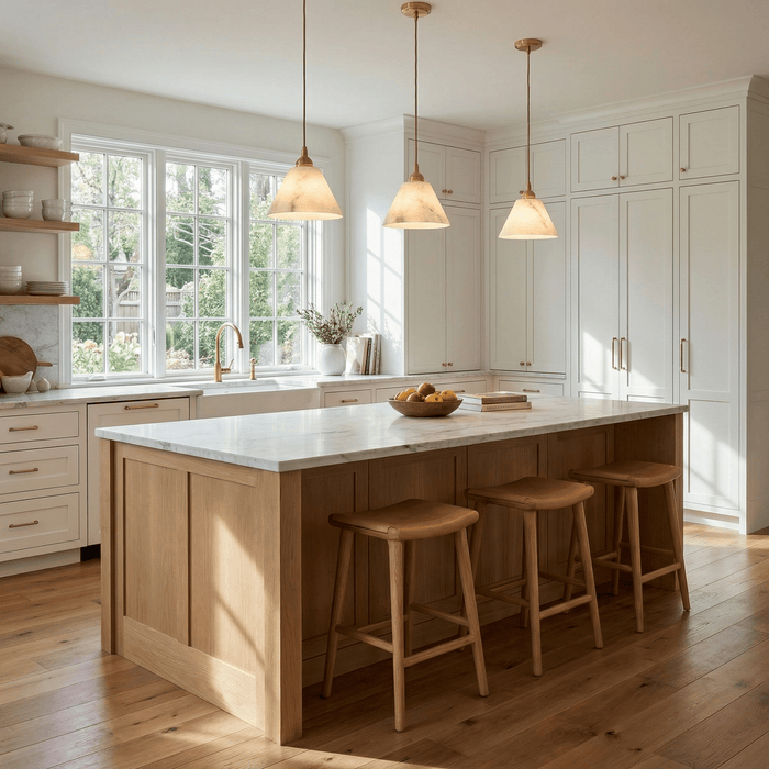 Conical Alabaster Brass Pendant Lamp - Simprolos