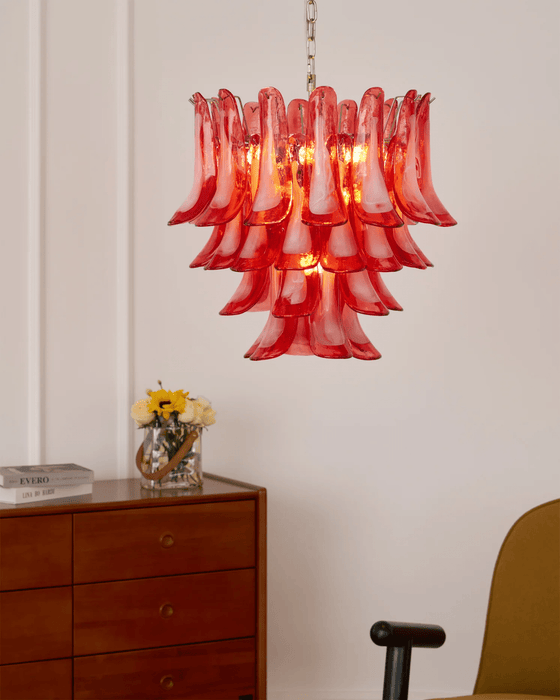 Crimson Glass Petals Chandelier - Simprolos
